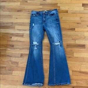 KanCan Blue Distressed Flare Jeans
